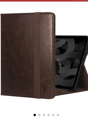 TORO Apple iPad Leather Folio Case in Dark Brown with Elastic Strap